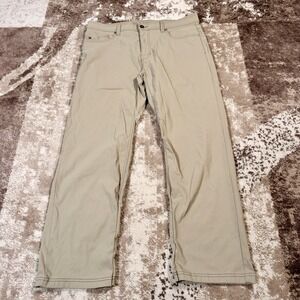 PrAna Brion II Pants 38x30 Mens Khaki Slim Nylon Blend Stretch Outdoors Hiking